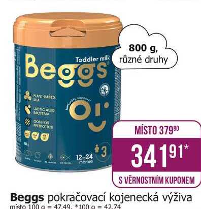 Beggs pokračovací kojenecká výživa 800g