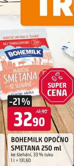BOHEMILK OPOČNO SMETANA 250 ml ke šlehání, 33% tuku 