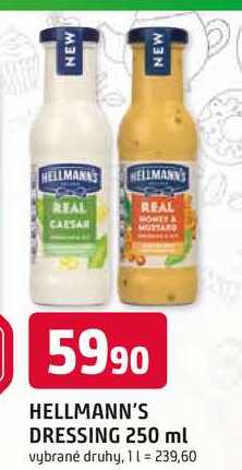 Hellmann's dressing 250 ml, vybrané druhy