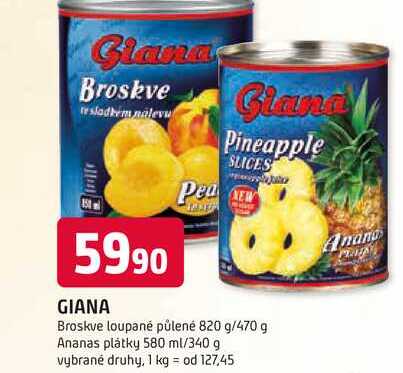 Giana Ananas 580g, vybrané druhy