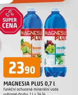 MAGNESIA PLUS 0,7 L funkční ochucená minerální voda