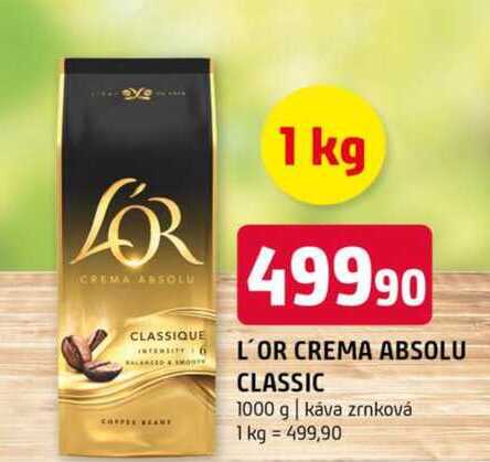 L´or crema absolu classic 1000 g káva zrnková 