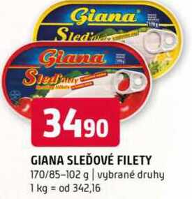 Giana sledové filety 170/85-102 g vybrané druhy