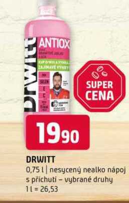 Drwitt 0,75l nesycený nealko nápoj s příchutí vybrané druhy 