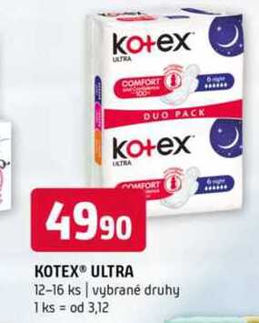 Kotex ultra 12-16 ks vybrané druhy 