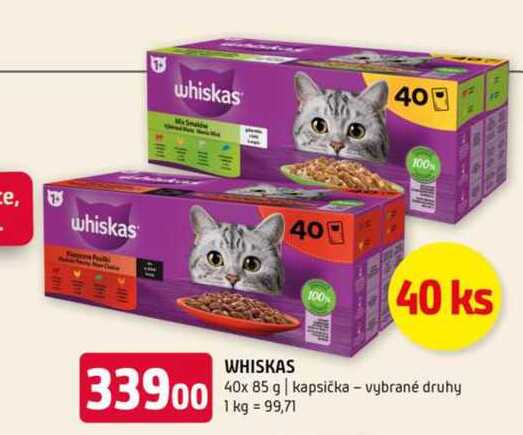 Whiskas 40x 85 g kapsička vybrané druhy 