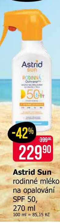 Astrid Sun rodinné mléko na opalování SPF 50, 270 ml