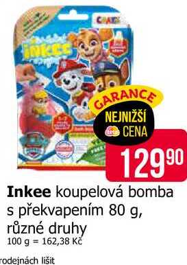 Inkee koupelová bomba s překvapením 80 g, různé druhy