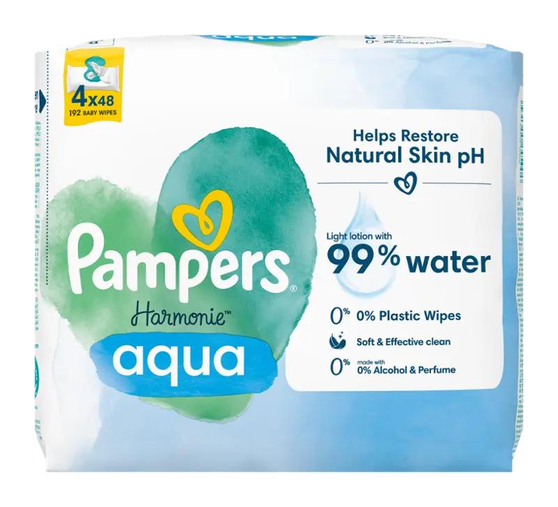 Pampers Dětské čisticí ubrousky Harmonie Aqua, 192 ks