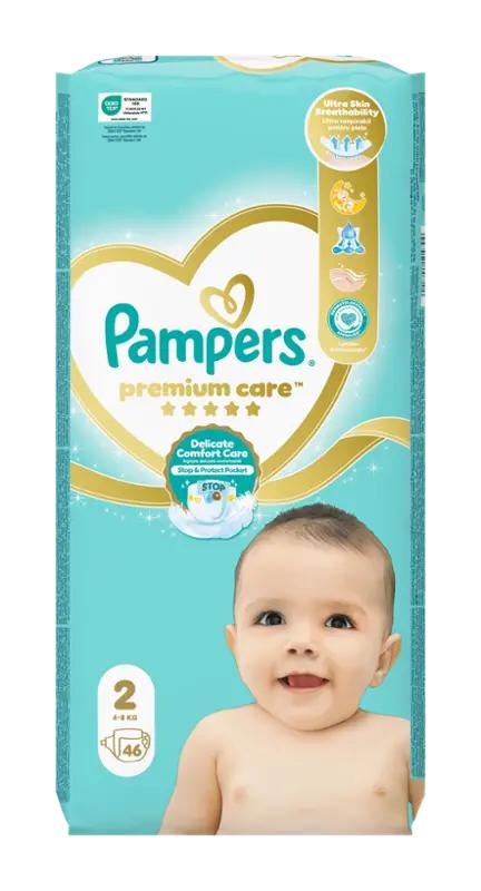 Pampers Plenky Premium Care 4 - 8 kg, vel. 2, 46 ks