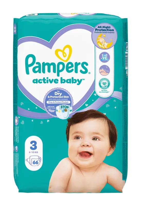 Pampers Plenky Active Baby 6 - 10 kg, vel. 3, 66 ks