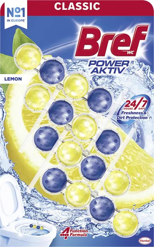 Bref Tuhý WC blok Power Aktiv Lemon, 200 g