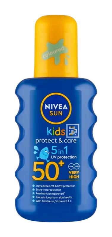 NIVEA Dětský barevný sprej na opalování Protect & Care SPF50+, 200 ml