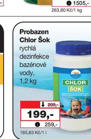 Probazen Chlor Šok rychlá dezinfekce bazénové vody 1,2 kg 