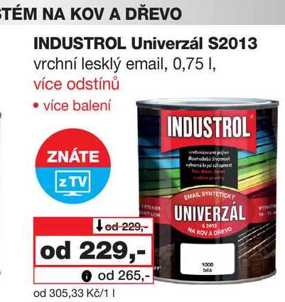 INDUSTROL Univerzál S2013 vrchní lesklý email, 0,75l