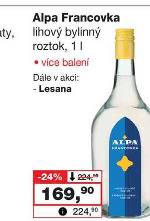 aty, Alpa Francovka lihový bylinný roztok, 1l