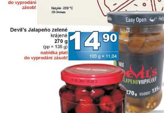 Devil's Jalapeño zelené krájené 270 g (pp 135 g)