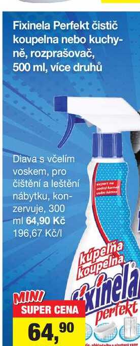 Fixinela Perfekt čistič koupelna nebo kuchyně, rozprašovač, 500 ml, více druhů