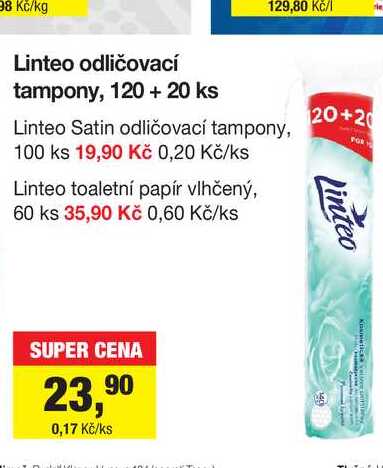 Linteo odličovací tampony, 120 + 20 ks