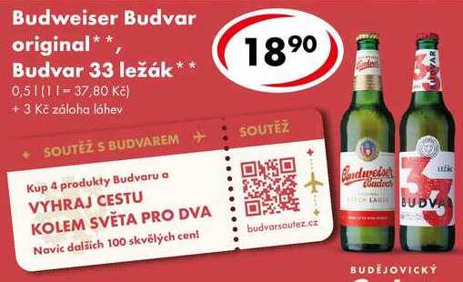 Budweiser Budvar 33 ležák, 0,5 l