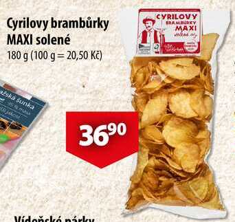 Cyrilovy brambůrky MAXI solené, 180 g 