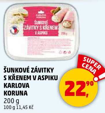 ŠUNKOVÉ ZÁVITKY S KŘENEM V ASPIKU KARLOVA KORUNA, 200 g 