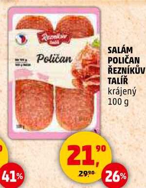 SALÁM POLIČAN ŘEZNÍKŮV TALÍŘ krájený, 100 g 