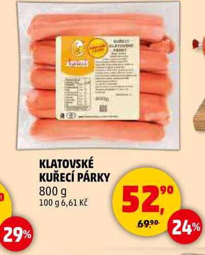 KLATOVSKÉ KUŘECÍ PÁRKY, 800 g  