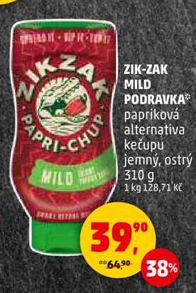 ZIK-ZAK MILD PODRAVKA papriková alternativa kečupu jemný, ostrý, 310 g 