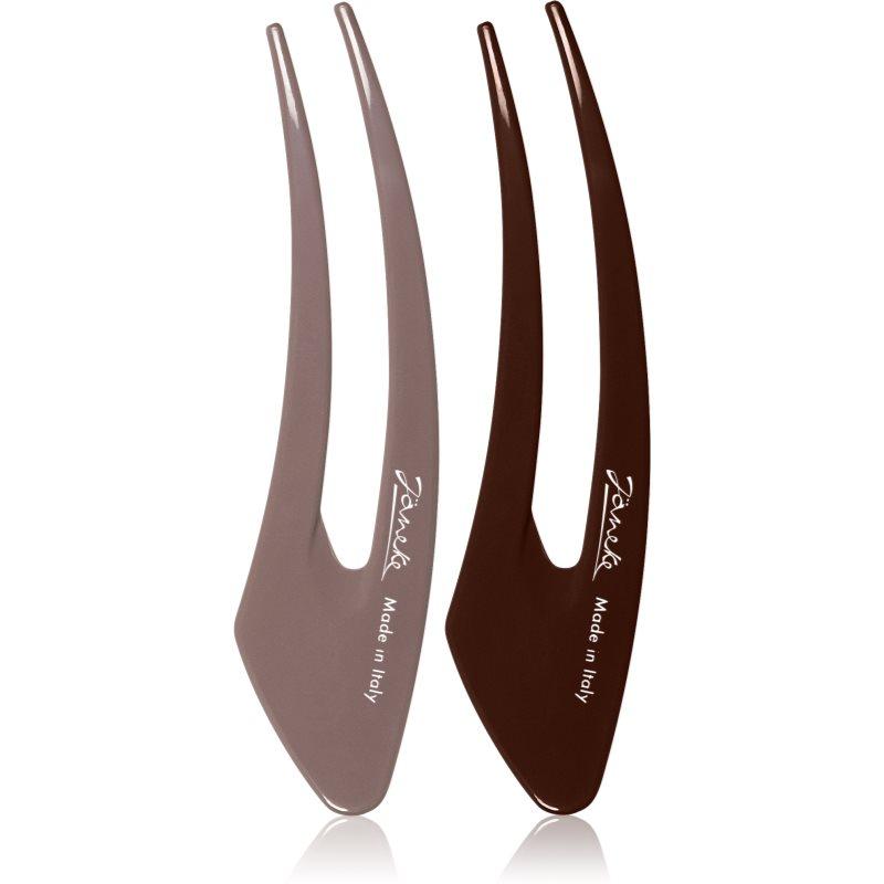 Janeke Hair Clip sponky do vlasů Brown 2x13 cm