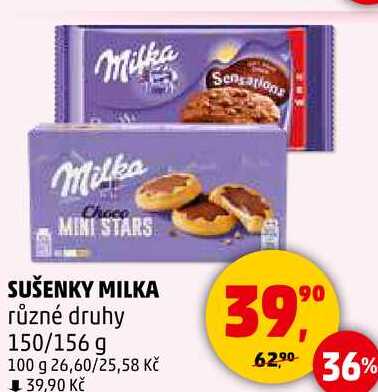 SUŠENKY MILKA různé druhy, 150/156 g 