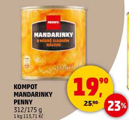 KOMPOT MANDARINKY PENNY, 312/175 g 