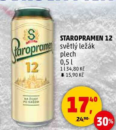 STAROPRAMEN 12 světlý ležák plech, 0,5 l