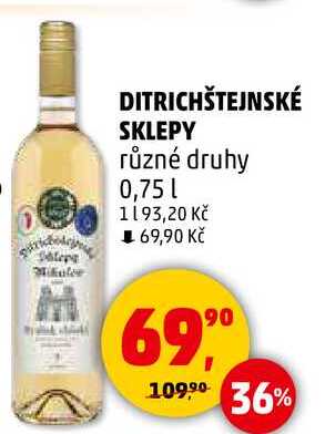 DITRICHŠTEJNSKÉ SKLEPY různé druhy, 0,75 l