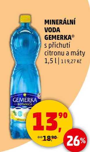 GEMERKA s příchutí citronu a máty, 1,5 l