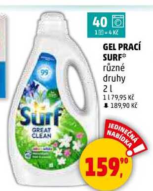 GEL PRACÍ SURF různé druhy, 2 l