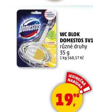 WC BLOK DOMESTOS 3V1 různé druhy, 35 g  