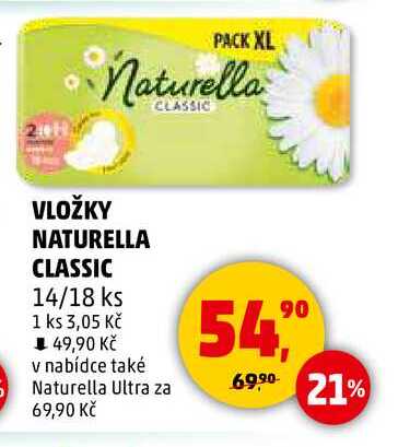 VLOŽKY NATURELLA CLASSIC, 14/18 ks