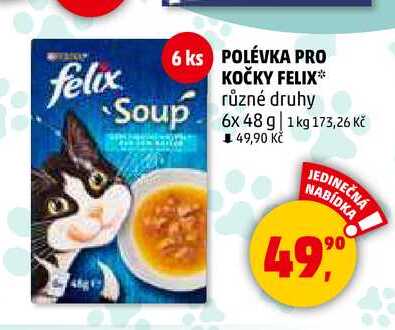 POLÉVKA PRO KOČKY FELIX různé druhy, 6x 48 g 