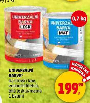 UNIVERZÁLNÍ BARVA na dřevo i kov, vodouředitelná, bílá lesklá/matná, 1 balení 