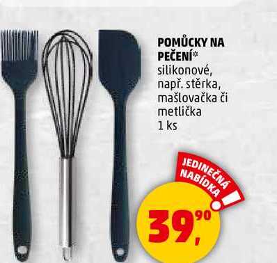 POMŮCKY NA PEČENÍ silikonové, např. stěrka, mašlovačka či metlička, 1 ks 