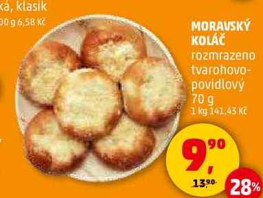 MORAVSKÝ KOLÁČ rozmrazeno tvarohovo- povidlový, 70 g  