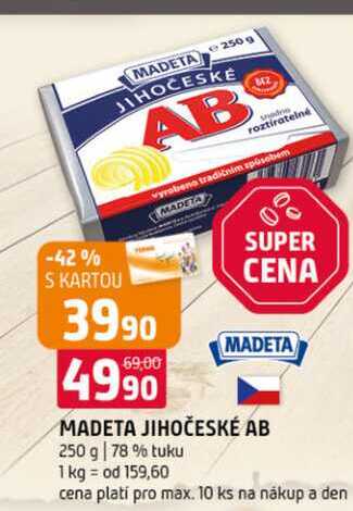 Madeta Jihočeské AB máslo 250g