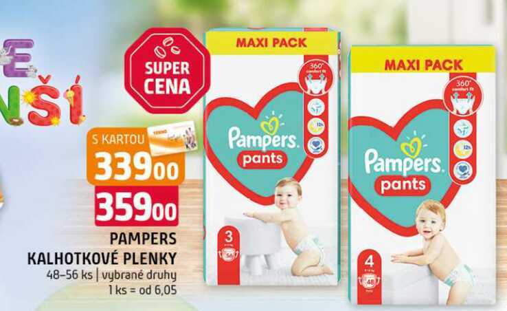 Pampers kalhotkové plenky 48-56 ks vybrané druhy