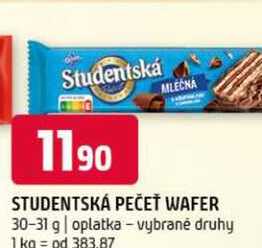 Studentská pečet waffr 30-31 g oplatka vybrané druhy 
