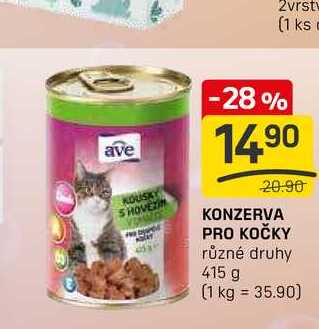 KONZERVA PRO KOČKY různé druhy 415 g