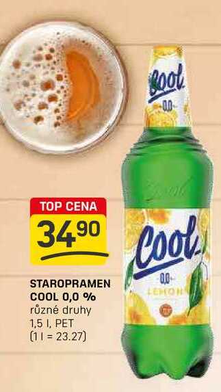 STAROPRAMEN COOL 0,0 % různé druhy 1,5l, PET