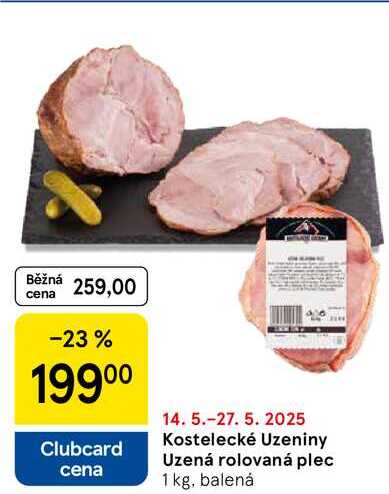 Kostelecké Uzeniny Uzená rolovaná plec, 1 kg, balená 