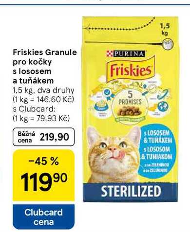 Friskies Granule pro kočky s lososem a tuňákem, 1,5 kg 