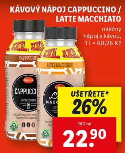 KÁVOVÝ NÁPOJ CAPPUCCINO / LATTE MACCHIATO, 380 ml